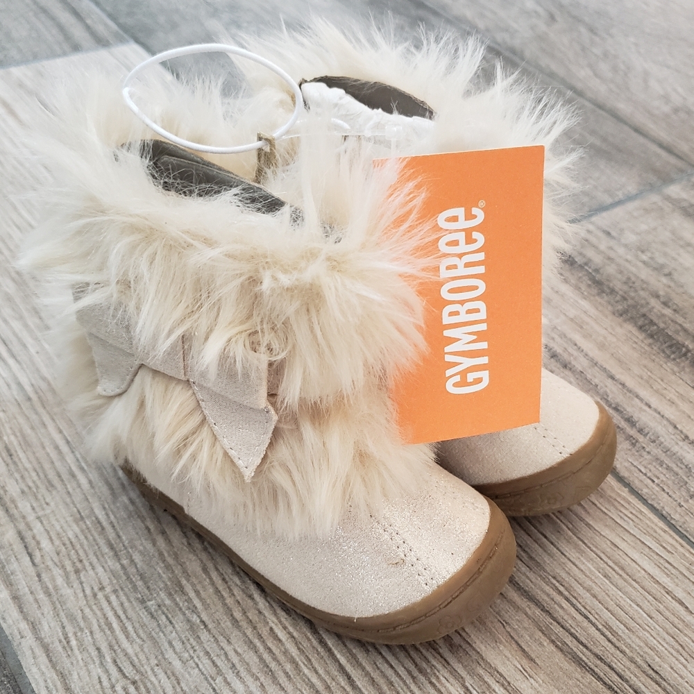 Gymboree Cream Faux-Fur Bow Kids Boots